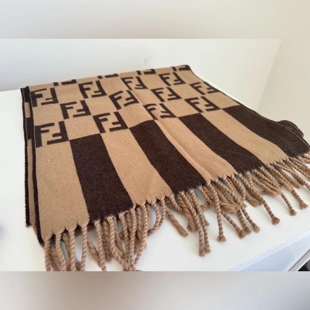 FENDI ZUCCA WOOL SCARF- REVERSIBLE WITH COA